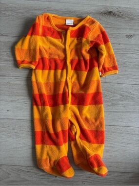 Vintage Carters Baby Yellow and Orange Striped Towel Material Onesie Size 3-6m